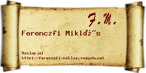 Ferenczfi Miklós névjegykártya